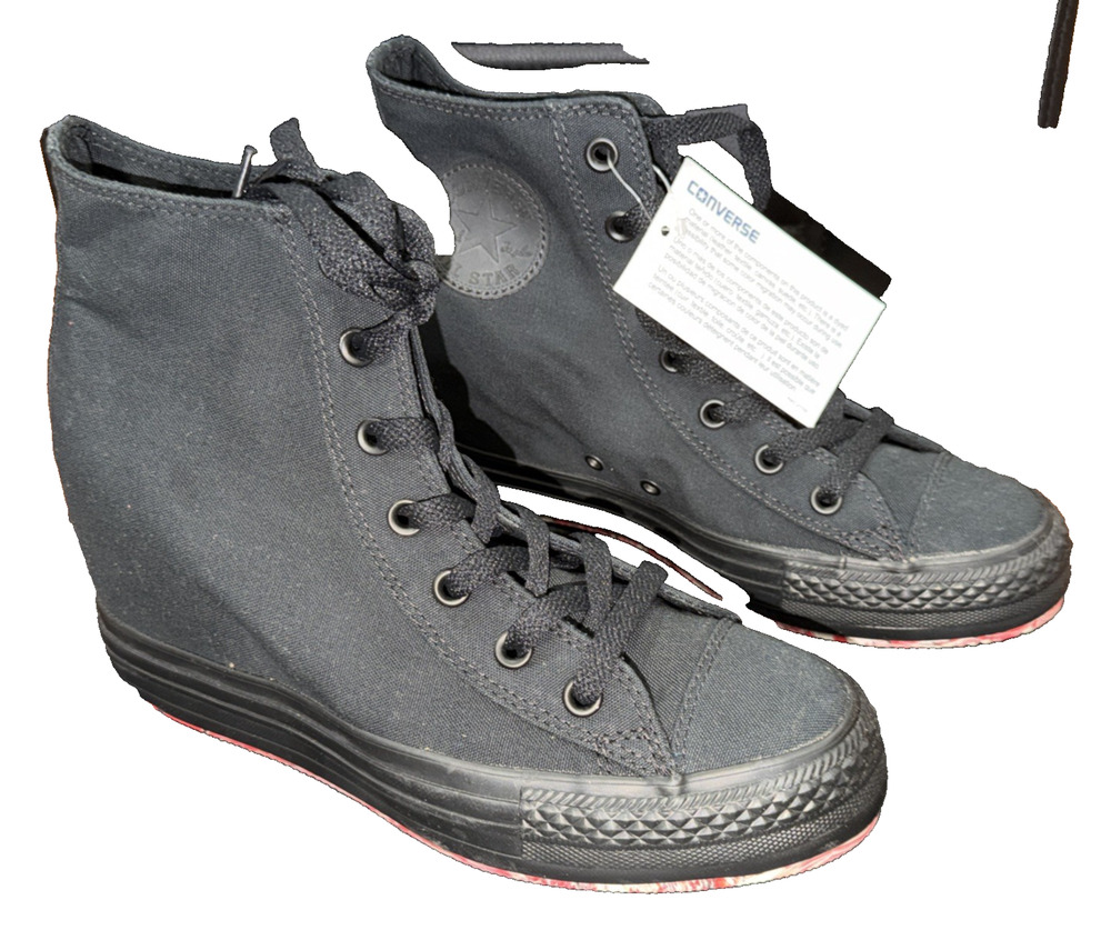 NWT Converse Platform Plus Hidden Wedge High Tops Women 9 Black